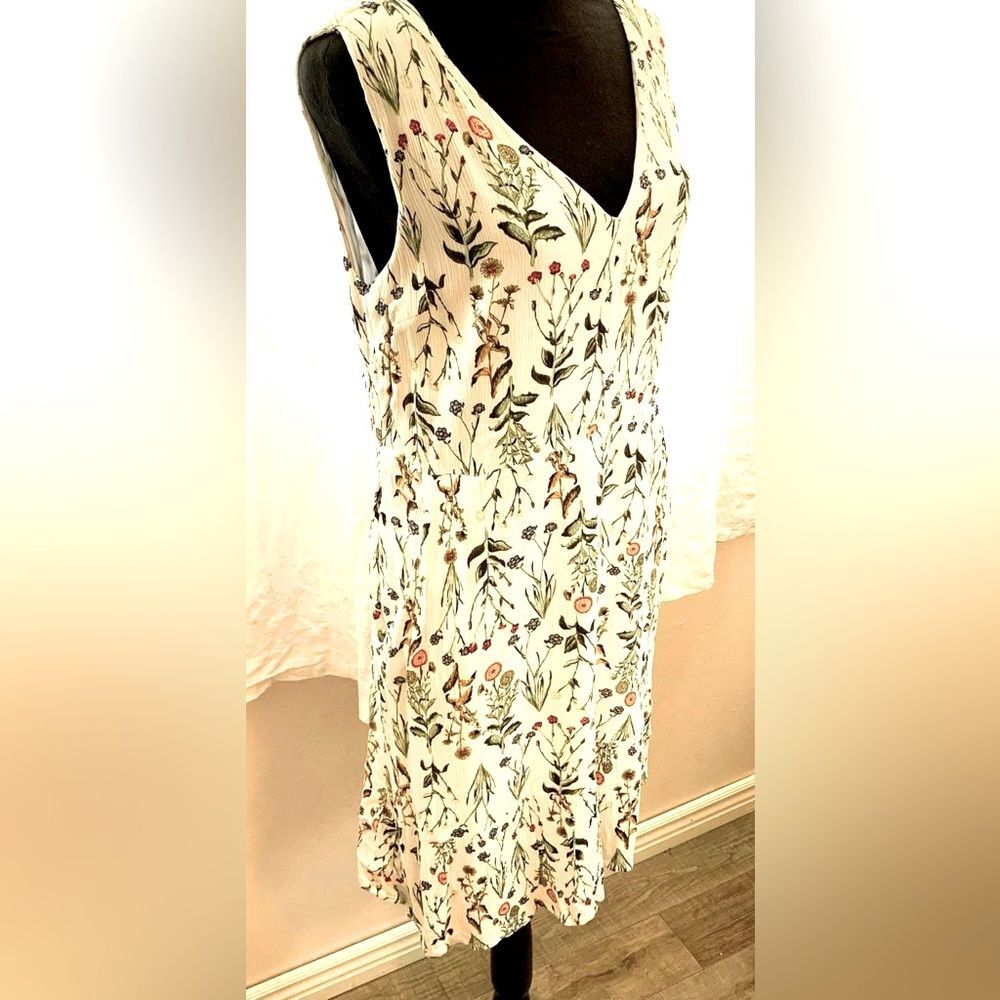 Rachel Ashwell Cottagecore Botanical Midi Dress V-neck Sleeveless Garden Style